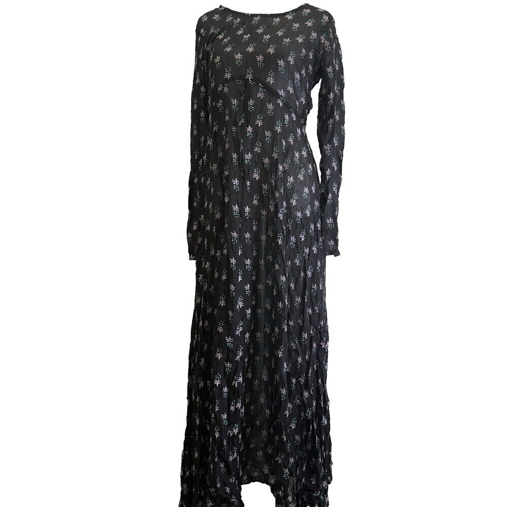 Anthropologie Dress Size Medium RAGA Maxi Black Long Sleeve Boho NWT
